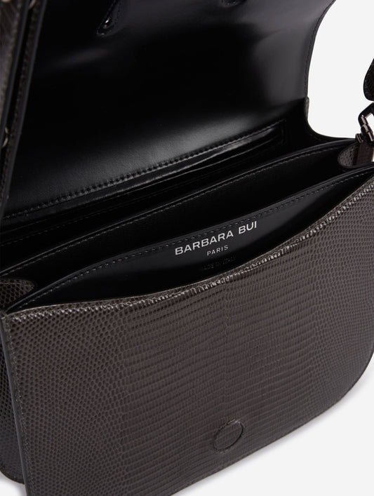 Sac "Touch Me" en cuir gaufré lézard gris