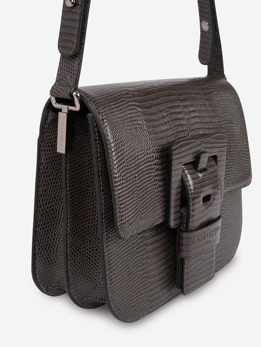 Sac "Touch Me" en cuir gaufré lézard gris