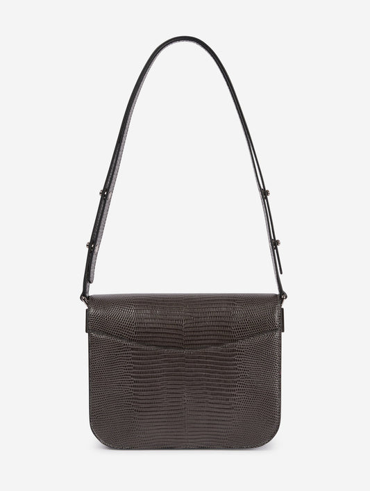 Sac "Touch Me" en cuir gaufré lézard gris