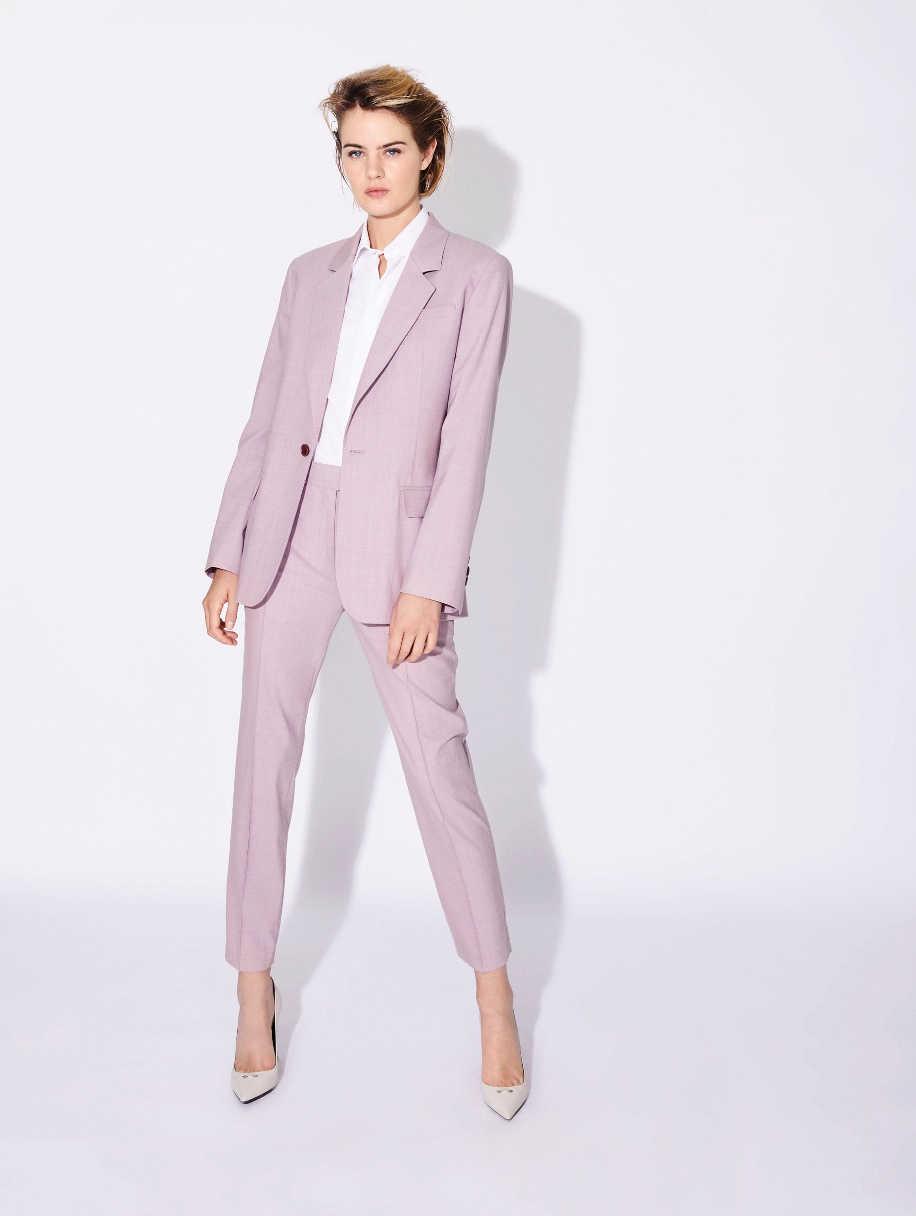 Pale pink suit jacket hotsell