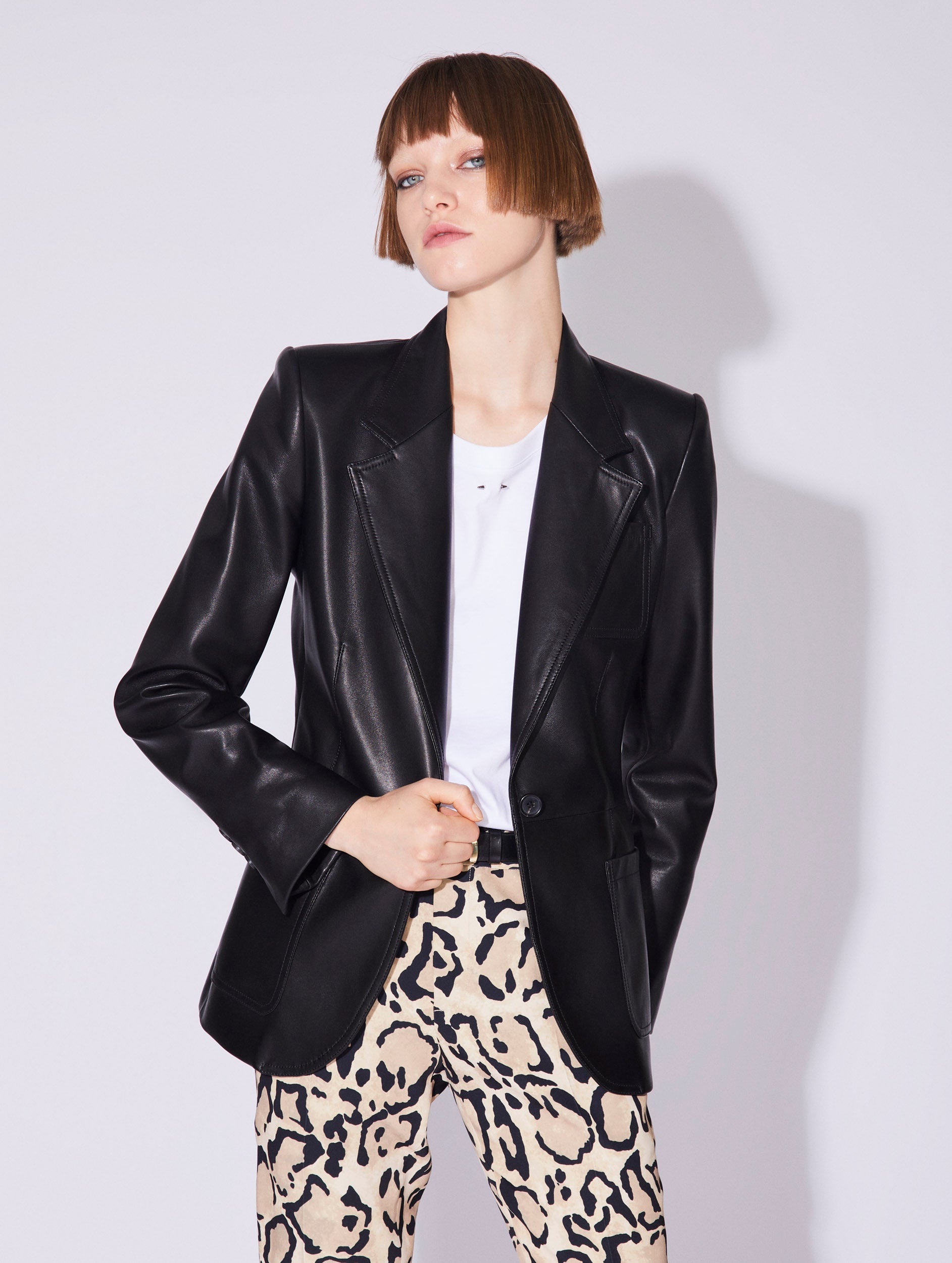 Women Ready-to-Wear Black plongé lambskin leather jacket