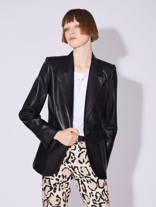 Black plongé lambskin leather jacket