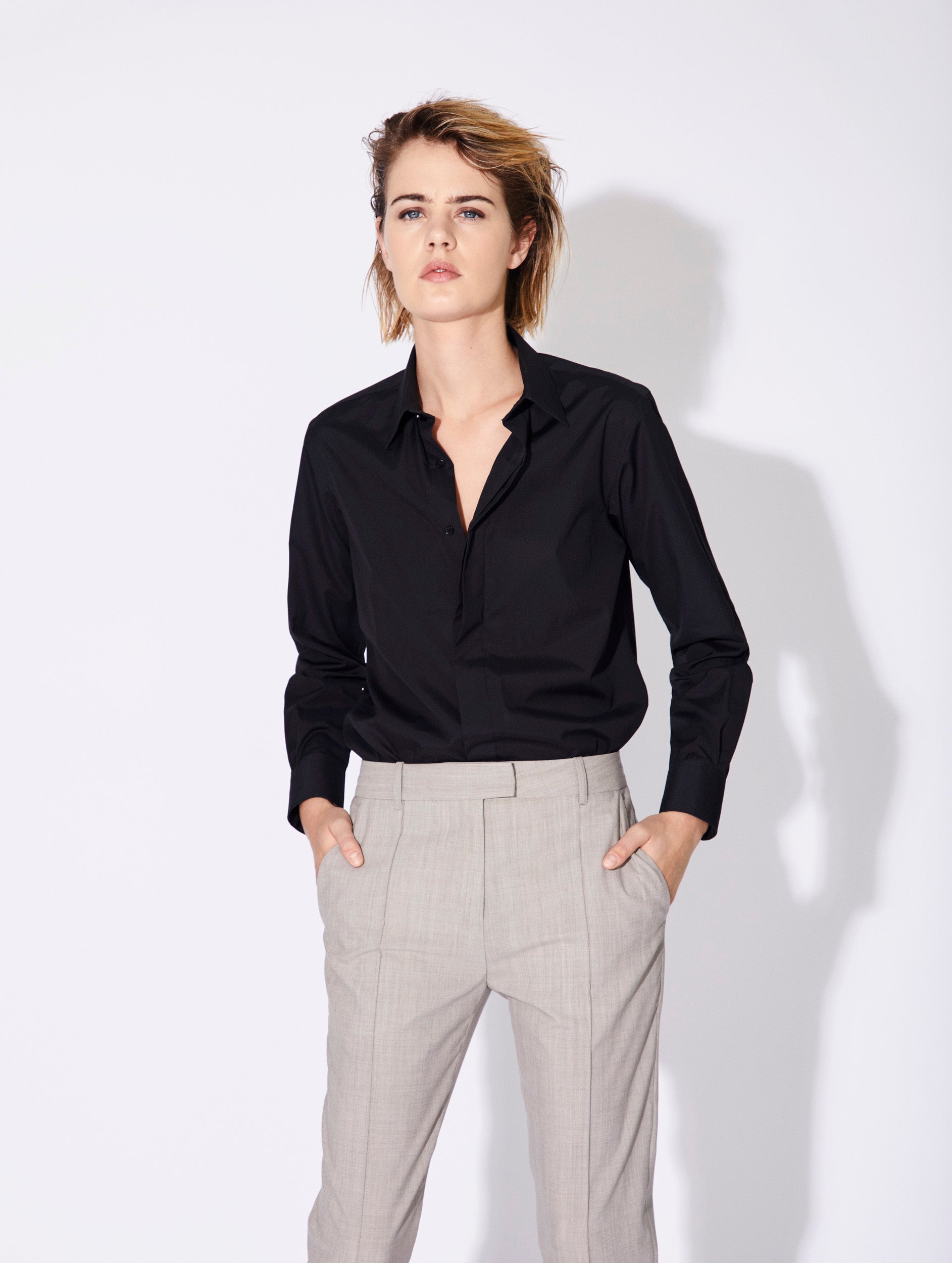 Prêt-à-Porter Femme | Chemise en popeline de coton noire | Barbara Bui Boutique Officielle Prêt-à-Porter Femme | Chemise en popeline de coton noire | Barbara Bui Boutique Officielle
