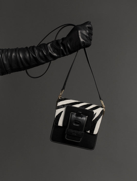 Sac "Love Me" en cuir façon poulain imprimé zèbre