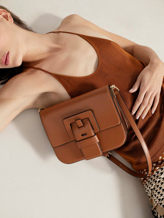 Sac "Touch Me" en cuir caramel