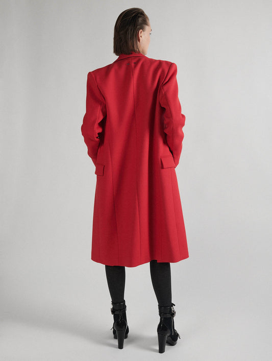 Manteau pardessus en gabardine double rouge