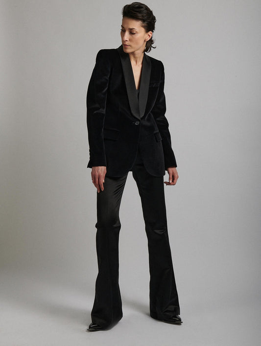Veste de smoking à col châle en velours noir