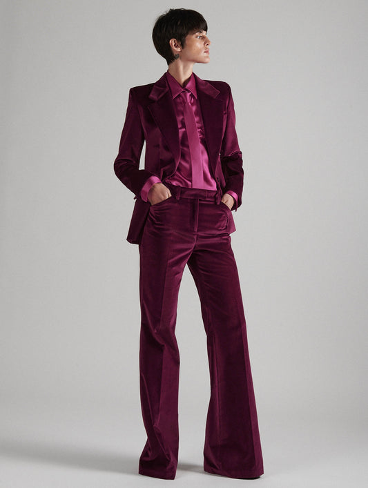 Chemise lavallière en satin de soie rose