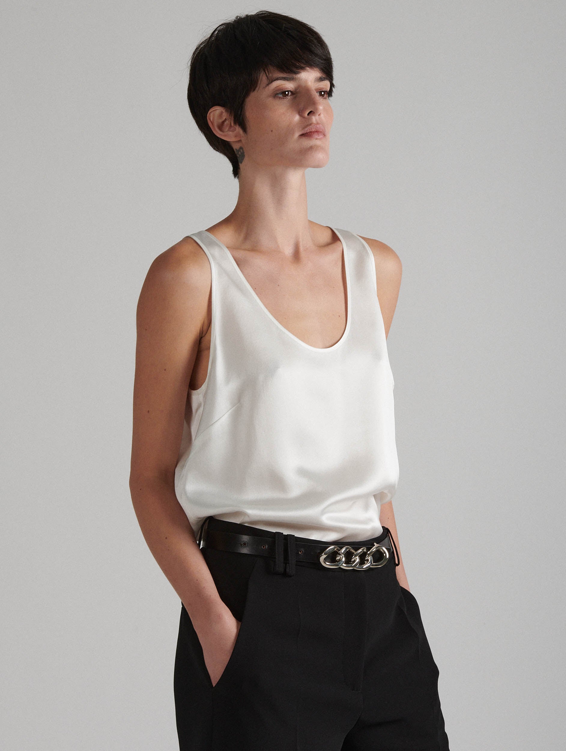 Women Ready to wear White silk satin tank top Barbara Bui Official Online store