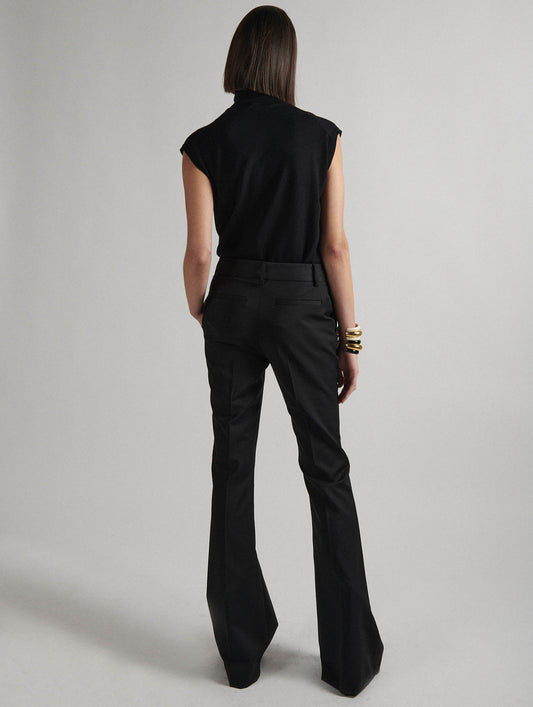 Pantalon coupe bootleg en gabardine de laine noir