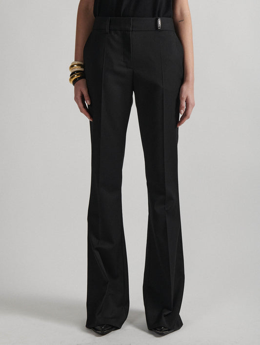 Pantalon coupe bootleg en gabardine de laine noir