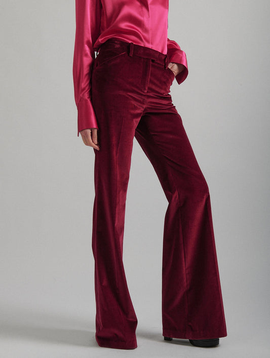 Pantalon de costume bootleg en velours grenade