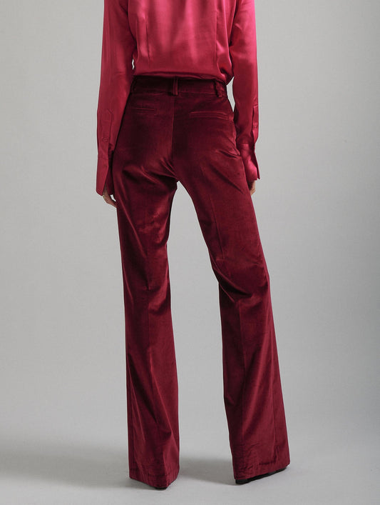 Pantalon de costume bootleg en velours grenade