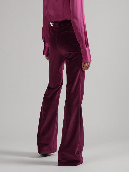 Pantalon de costume bootleg en velours grenade