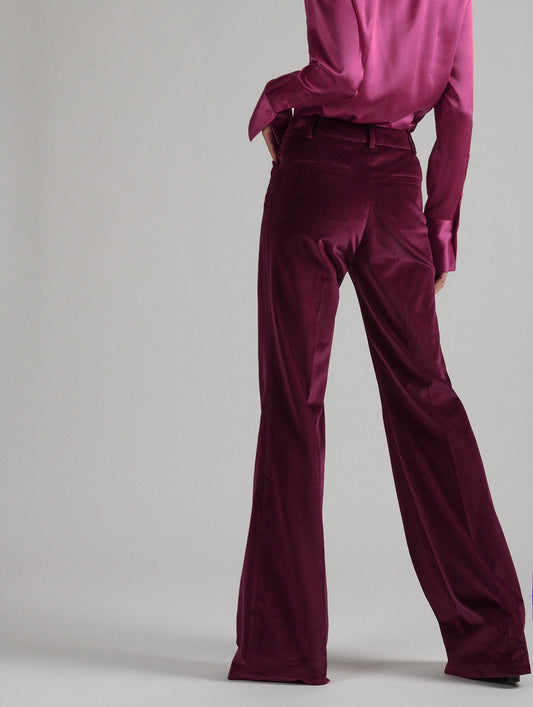 Pantalon de costume bootleg en velours grenade