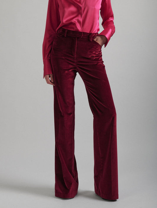 Pantalon de costume bootleg en velours grenade