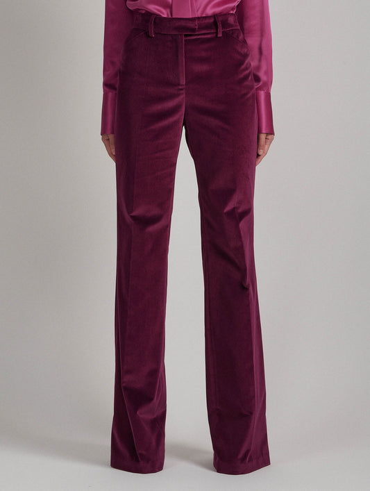 Pantalon de costume bootleg en velours grenade