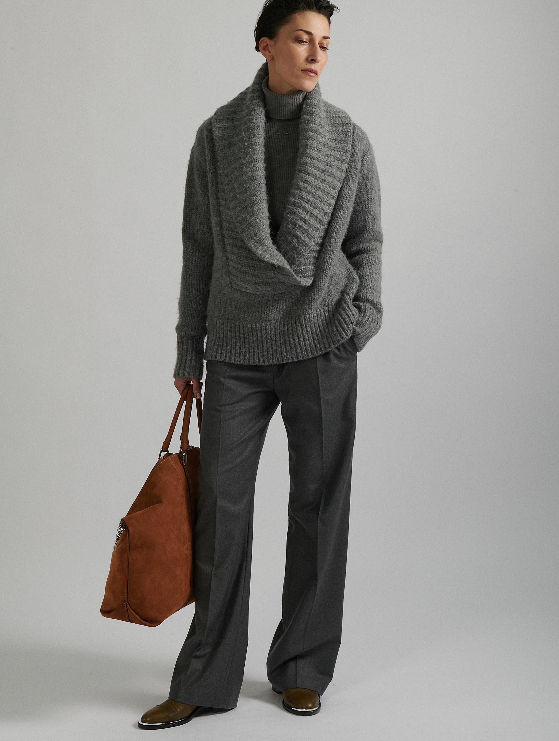 Women Ready-to-wear | Grey flannel low-waist trousers