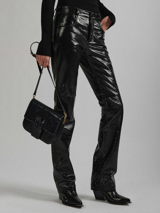 Sac "Touch Me" en cuir verni bleu nuit
