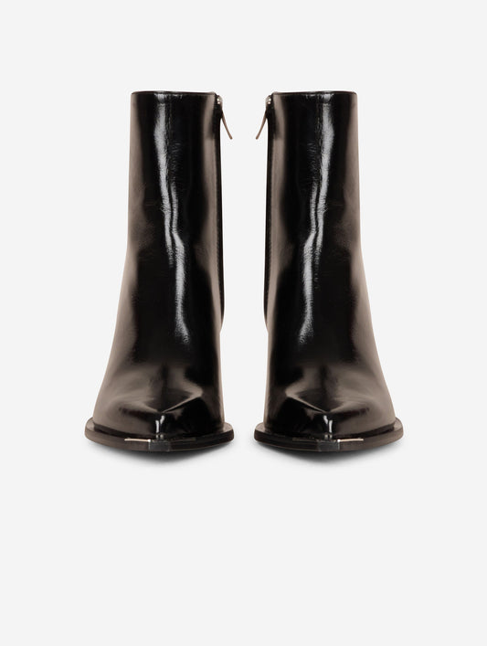 Boots en cuir verni noir