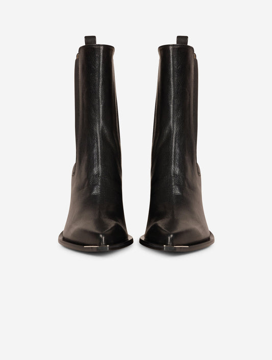 Boots élastiqués en cuir noir