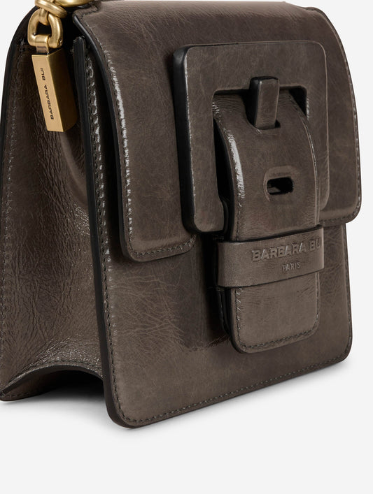 Sac "Love Me" en cuir verni gris