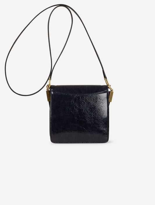 Sac "Love Me" en cuir verni bleu nuit