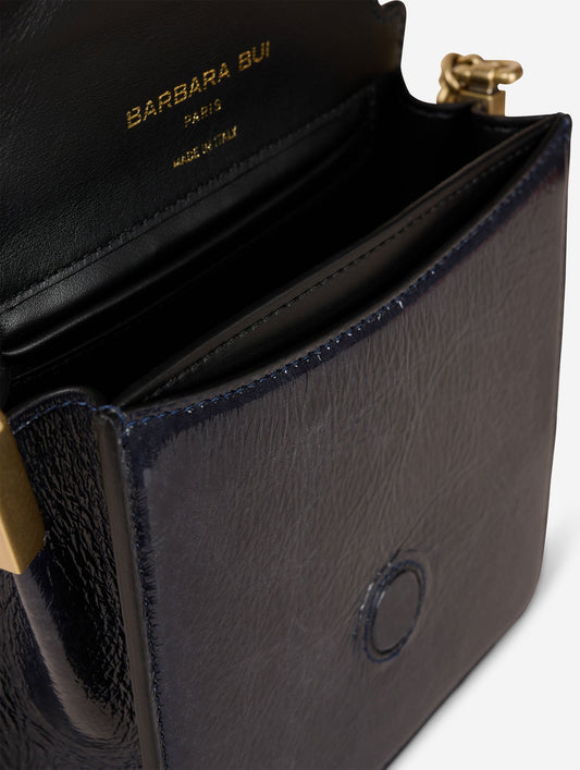 Sac "Love Me" en cuir verni bleu nuit