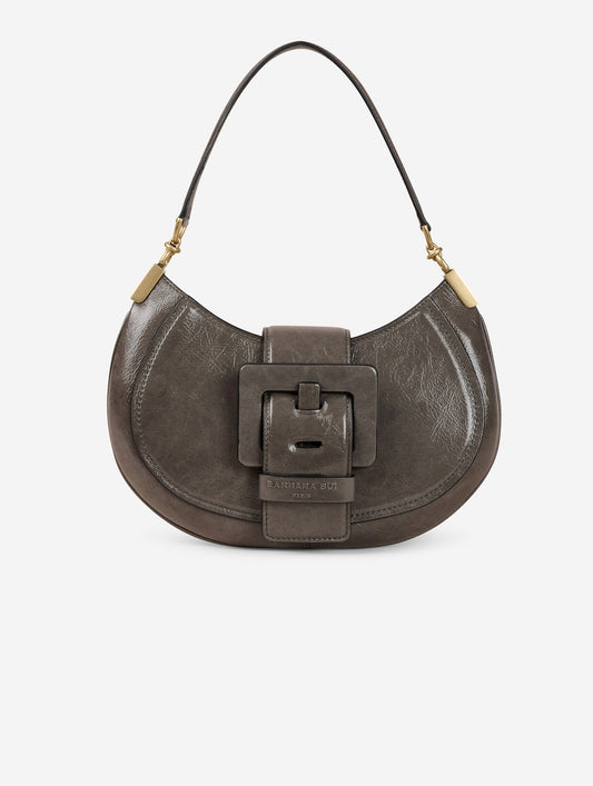 Sac "Kiss Me" en cuir verni gris