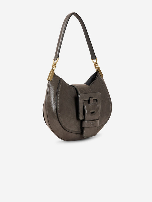 Sac "Kiss Me" en cuir verni gris