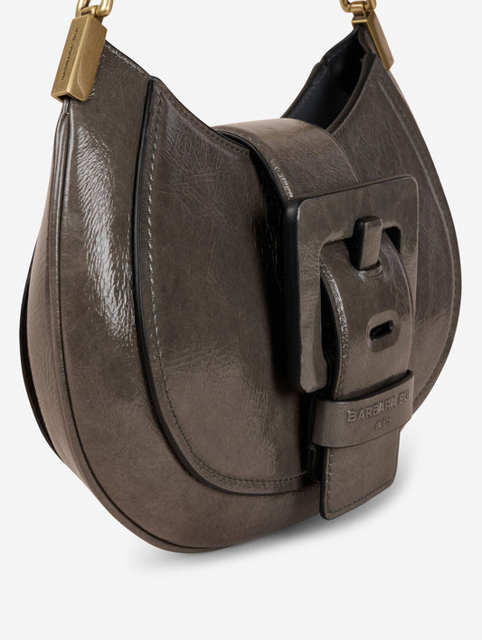 Sac "Kiss Me" en cuir verni gris