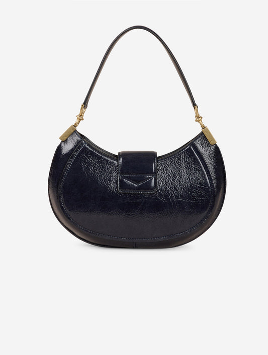 Sac "Kiss Me" en cuir verni bleu nuit