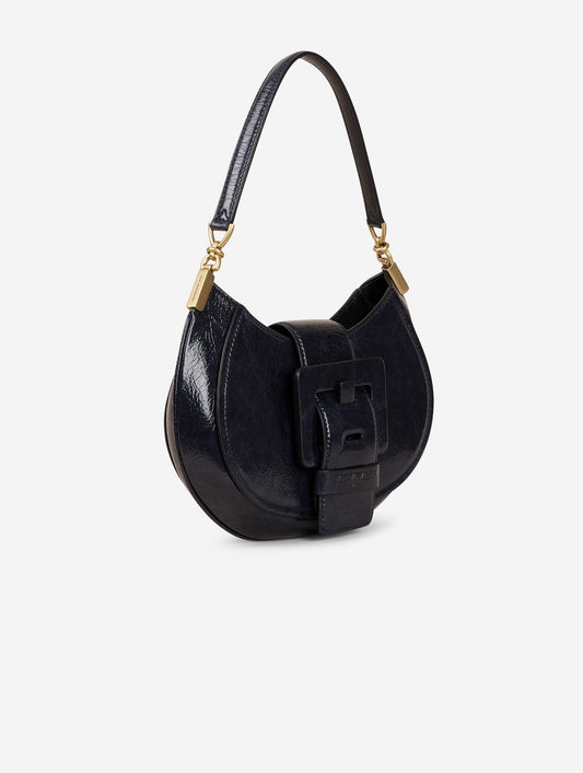 Sac "Kiss Me" en cuir verni bleu nuit