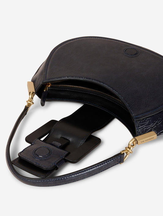 Sac "Kiss Me" en cuir verni bleu nuit
