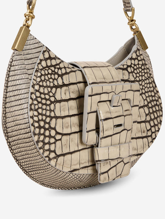 Sac "Kiss Me" en cuir gaufré ivoire patiné noir