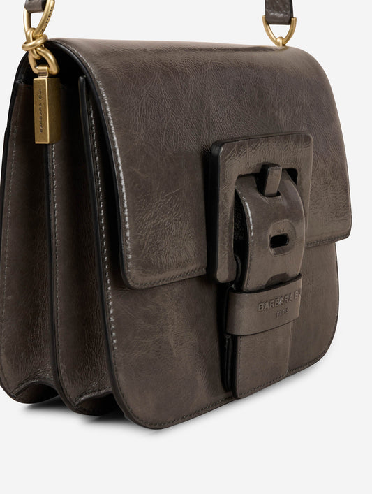 Sac "Touch Me" en cuir verni gris