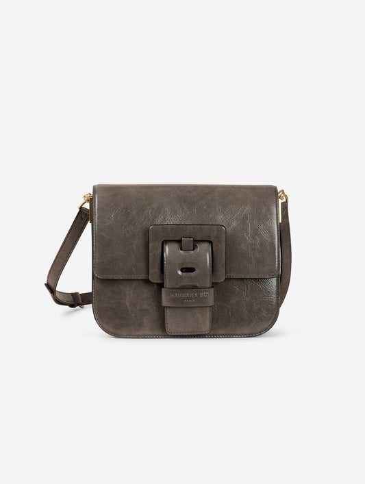 Sac "Touch Me" en cuir verni gris