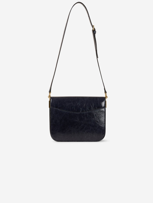 Sac "Touch Me" en cuir verni bleu nuit