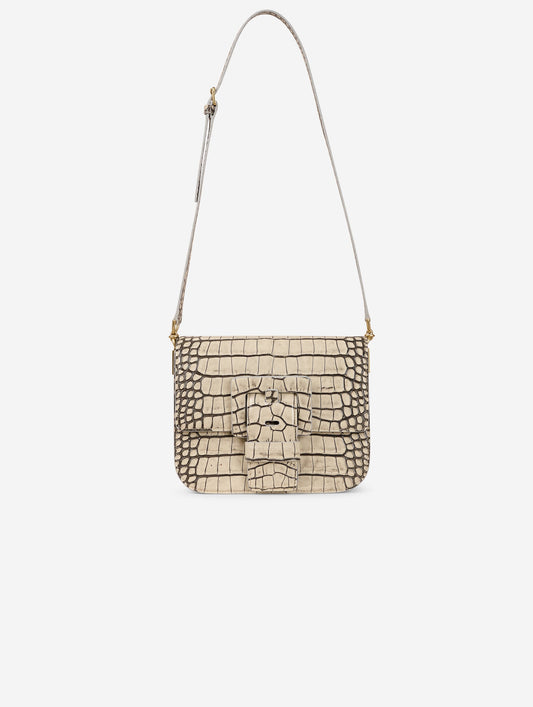 Sac "Touch Me" en cuir gaufré ivoire patiné noir