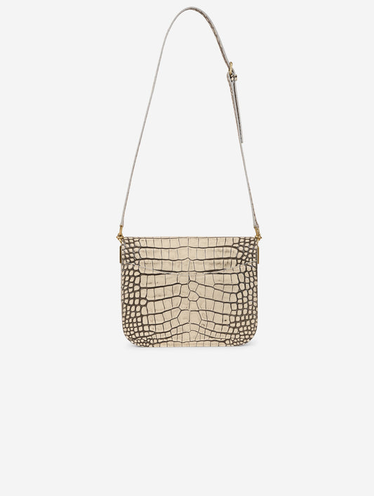 Sac "Touch Me" en cuir gaufré ivoire patiné noir