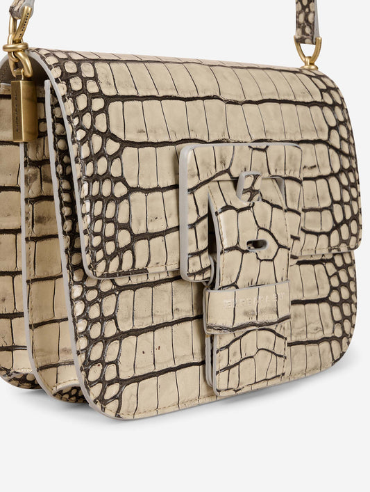 Sac "Touch Me" en cuir gaufré ivoire patiné noir