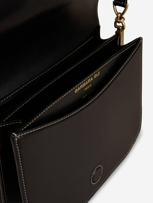 Sac "Touch Me" en cuir noir et pony zèbre