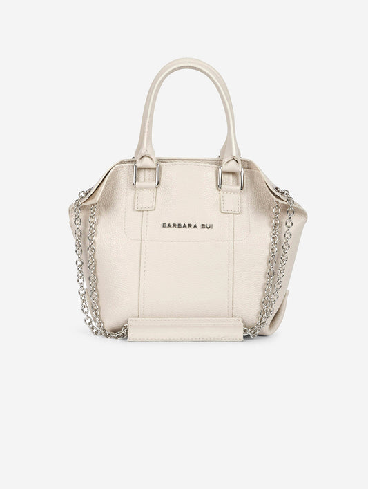 Ivory grained leather "Little Chamallow" tote bag