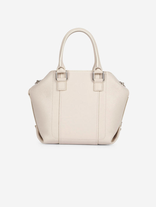 Ivory grained leather "Little Chamallow" tote bag