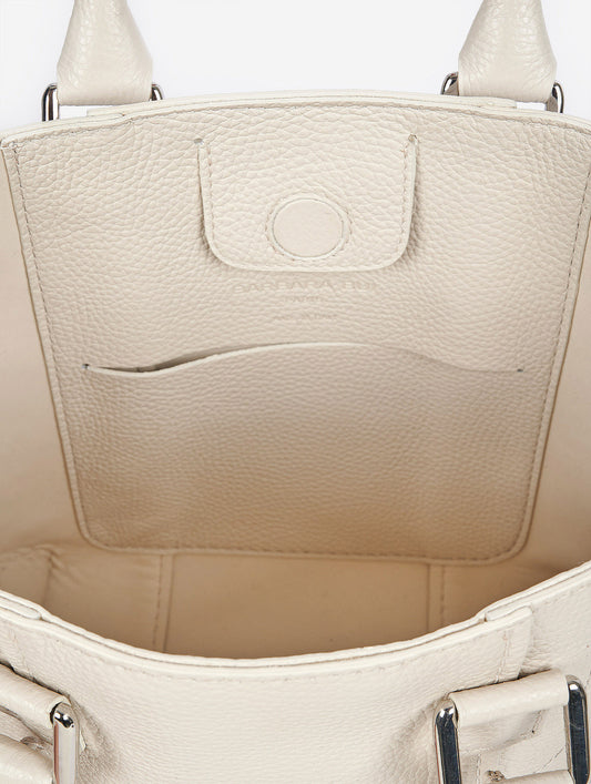 Ivory grained leather "Little Chamallow" tote bag