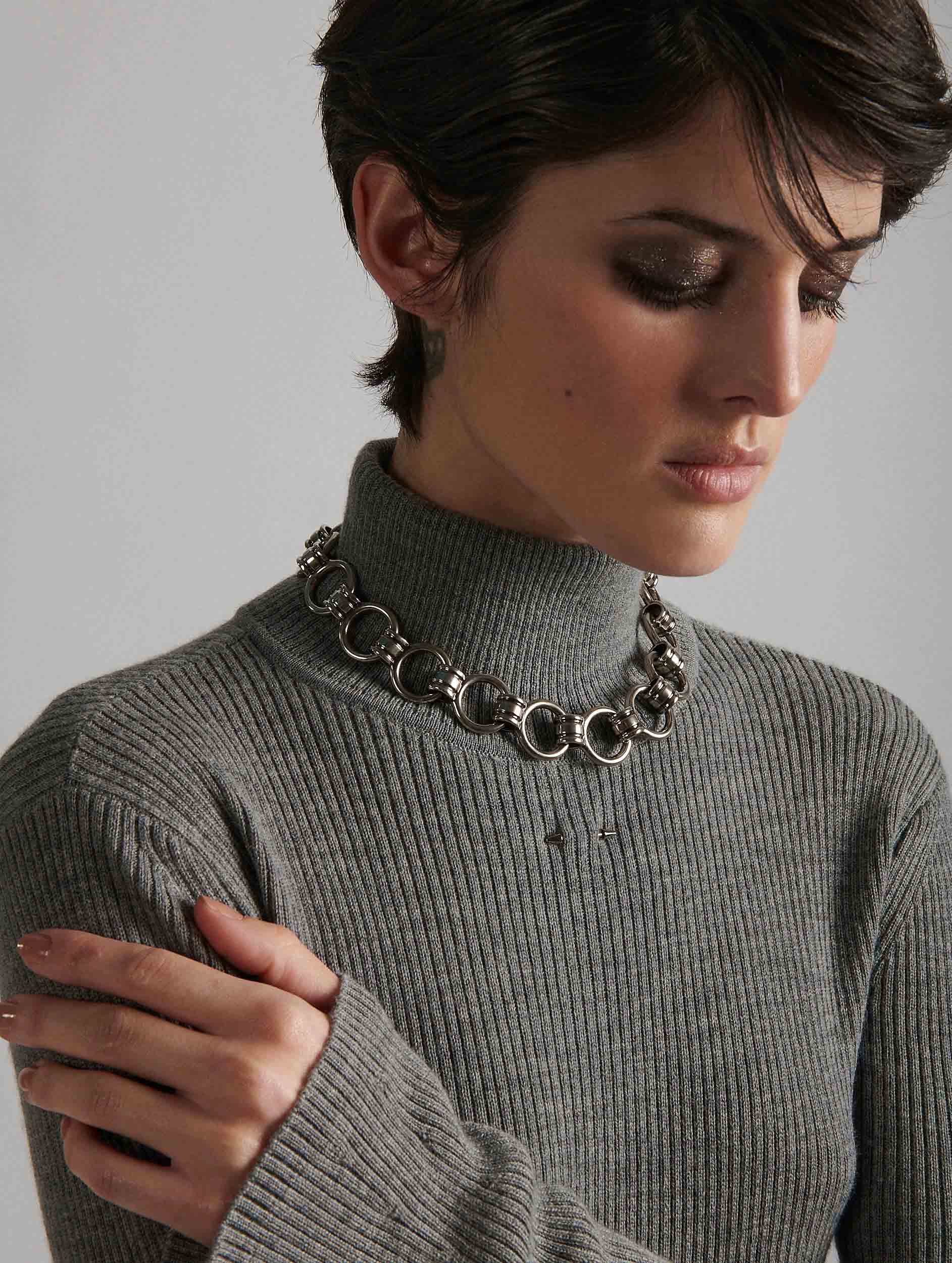 Women Jewelry Silver metal chain necklace Barbara Bui Official