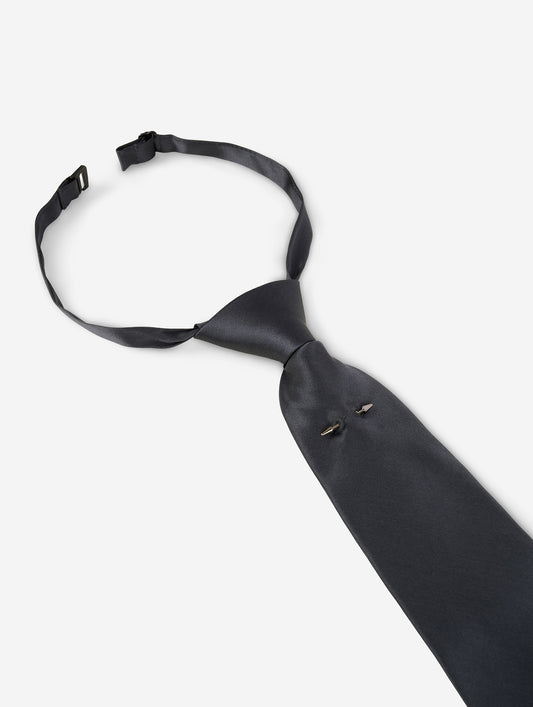 Black silk satin tie