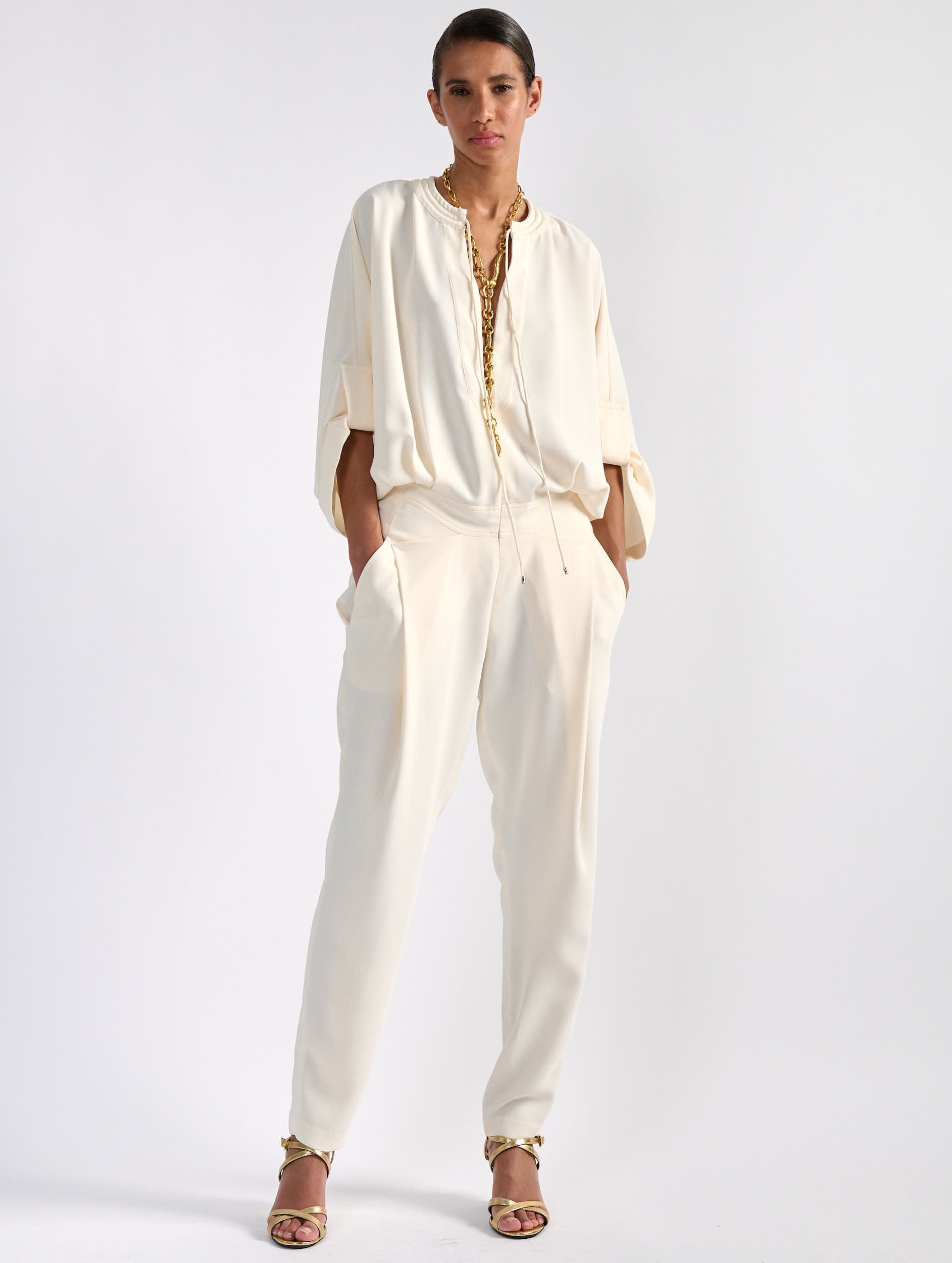 Women ready-to-wear Ivory flowing caddy jumpsuit BarbaraBui