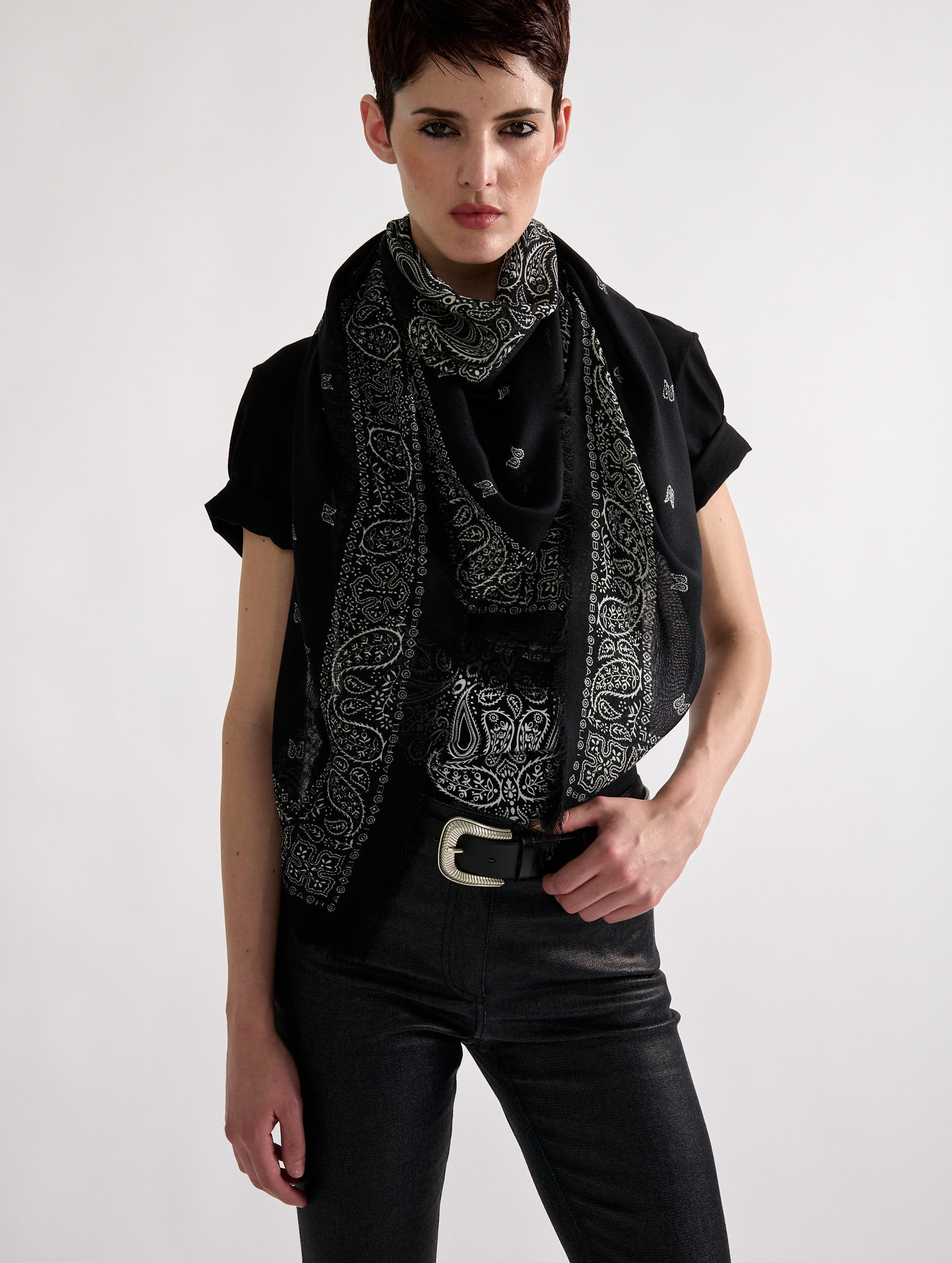 Women Accessories Black bandana printed scarf Barbara Bui
