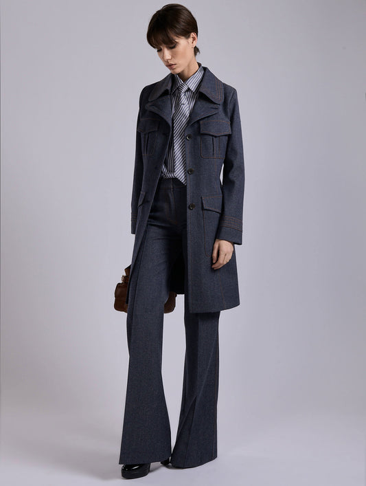 Manteau en denim de laine bleu